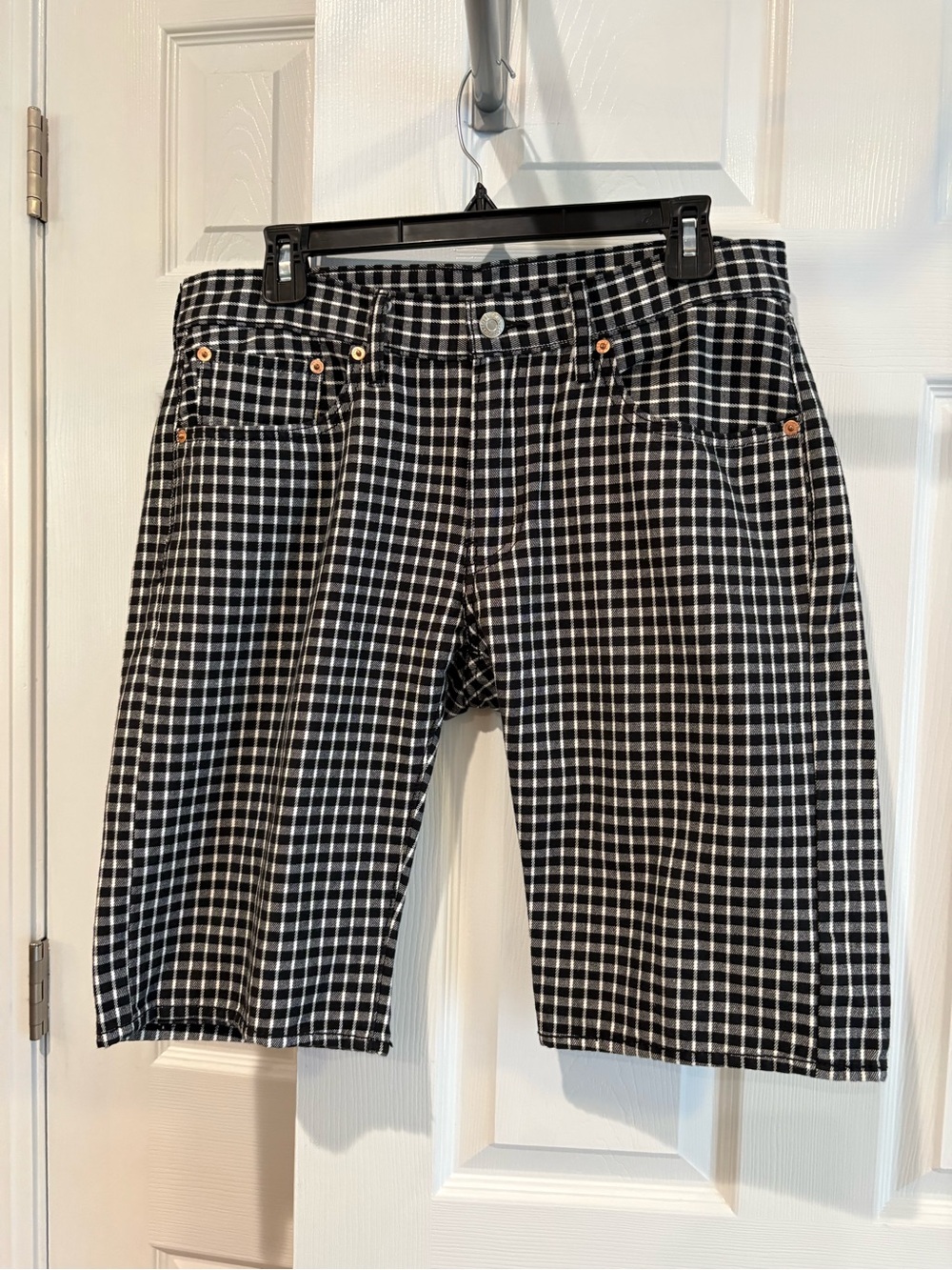 Levi's Black & White Checked Jean Shorts- Y2K style
